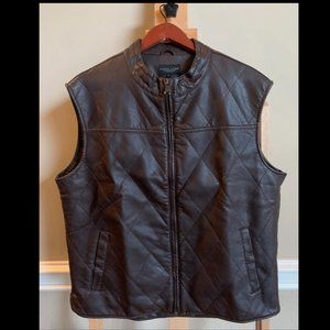 Pronto Uomo Mens PU Sleeveless Leather Mens Vest XL BROWN